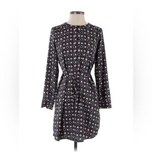 LOFT Black and Pink Geometric Long Sleeve Dress